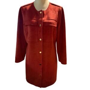 Chico's Burnt Orange Ultra Suede Mid Length Jacket, Size Medium/Large